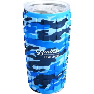 Pavilion Gift Company - Badass Teacher - 20 oz Travel Tumbler with 3D Silicone Wrap - Portable Drinkware - 1 of 4