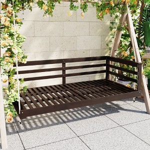 GDFStudio Frank Patio Acacia Wood Porch Swing Bed with 96 inch Hemp Ropes - 1 of 4