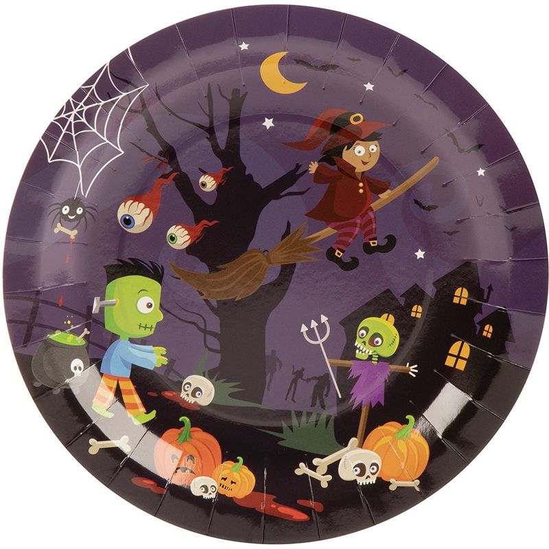 Blue Panda 144 Piece Spooky Halloween Disposable Party Supplies Serves 24 - Plates, Napkins, Cups & Cutlery, 4 of 8