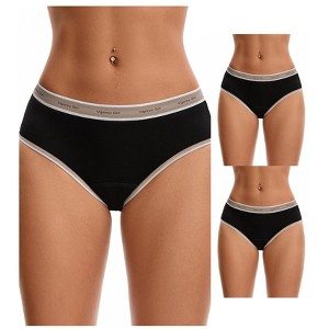 INSPIRE CHIC 3 Packs Women's Mid Rise Letter Print Contrast Binding Leak Proof Underpants - 1 of 4