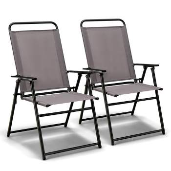 Costway 2pcs Patio Folding  Chairs Dining Armrest Backrest Outdoor Portable