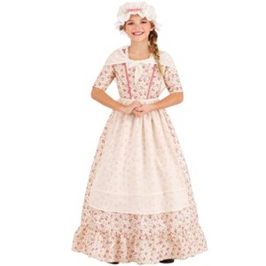 HalloweenCostumes.com Large Girl Colonial Girl Kid's Costume, White/Pink/Pink - 1 of 3