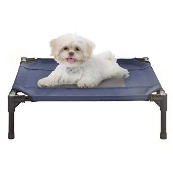 Elevated Dog Bed - 24.5x18.5-Inch Portable Pet Bed with Non-Slip Feet - Indoor/Outdoor Dog Cot or Puppy Bed for Pets up to 25lbs by PETMAKER (Blue)