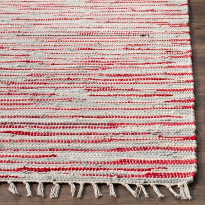 Chic American Textile Art Red Cotton 9' x 12' Area Rug
