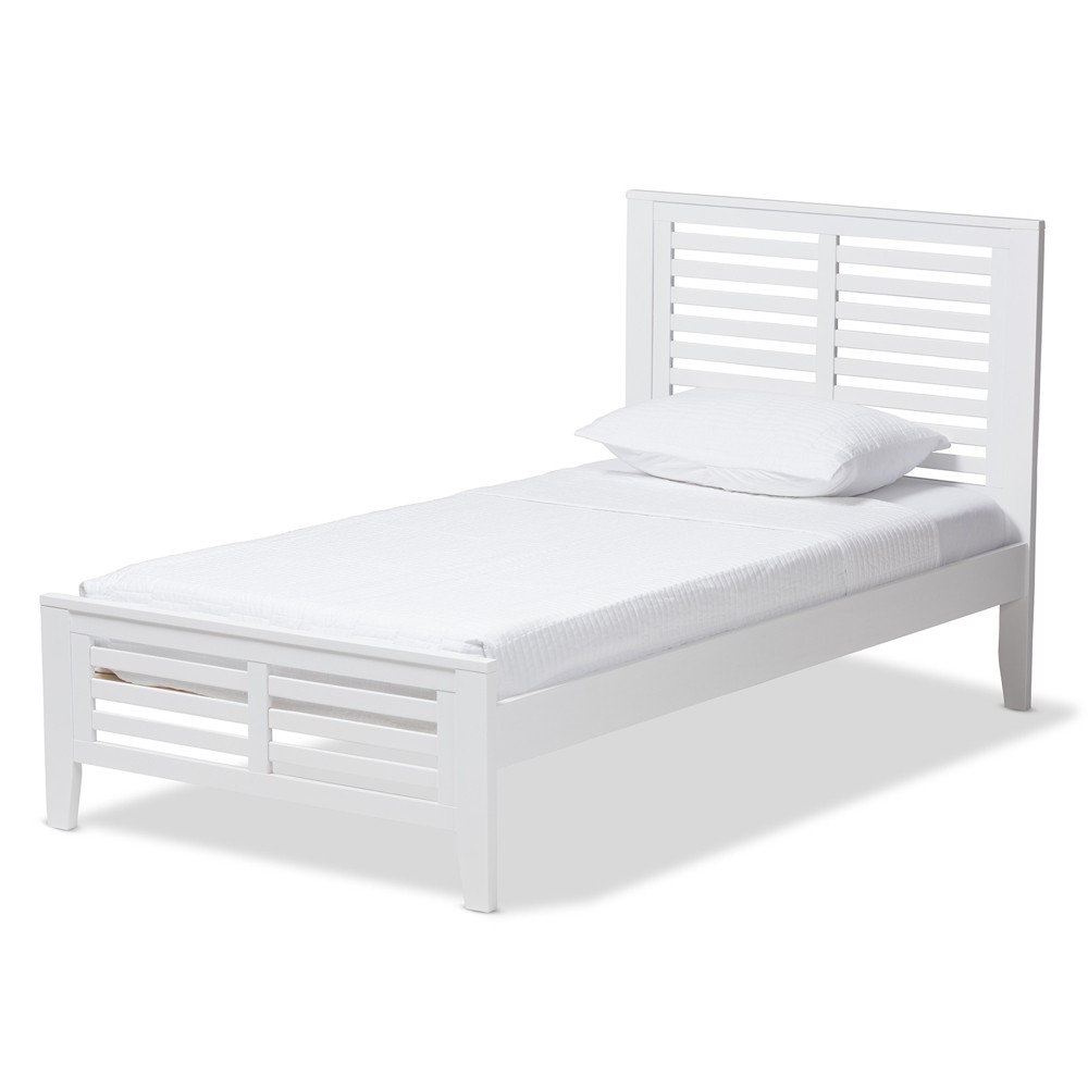 Photos - Bed Frame Twin Sedona Modern Classic Mission Style Finished Wood Platform Bed White