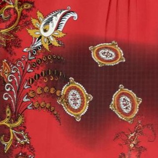vivid red intricate paisley