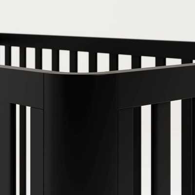 Black and Natural 3-in-1 Convertible Baby Crib with Rounded Posts