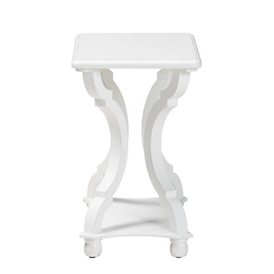 Cianna White Wood Rectangular End Table with Open Shelf