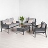 4-Piece Boho Patio Furniture Set with Handmade Rope Weave, Metal Frame, Tempered Glass Table, and Thick Cushions - 3 of 4
