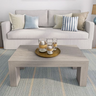 Modern Gray Pine Rectangular Coffee Table, 40"