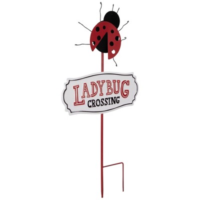 Charming Red and Black Metal Ladybug Garden Stake