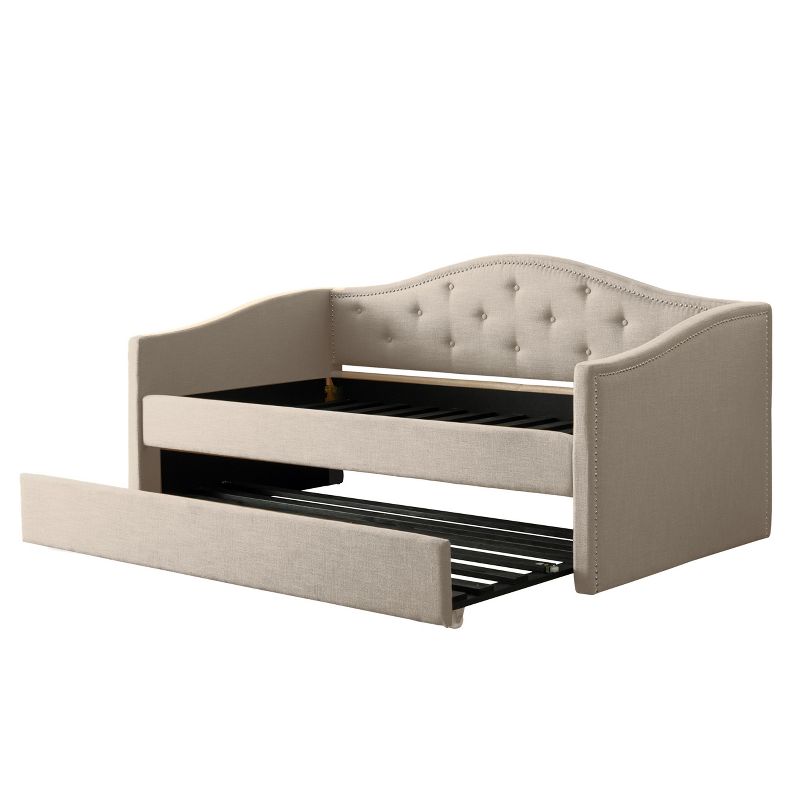 Fairfield Tufted Fabric Day Bed with Trundle - CorLiving, 3 of 7