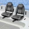 Gymax 1/2PC High Back Boat Seat Folding Fishing Seat w/ Soft Padded Cushion Fold-down Captain Boat Seat w/ Flexible Hinges Black/Blue - 2 of 4