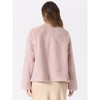 Allegra K Women's Faux Fur Long Sleeve Pockets Pearl Button Fluffy Cropped Cardigan Outerwear - 3 of 4