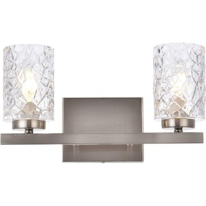 Elegant Lighting Cassie 2 lights bath sconce in satin nickel with clear shade - 1 of 4