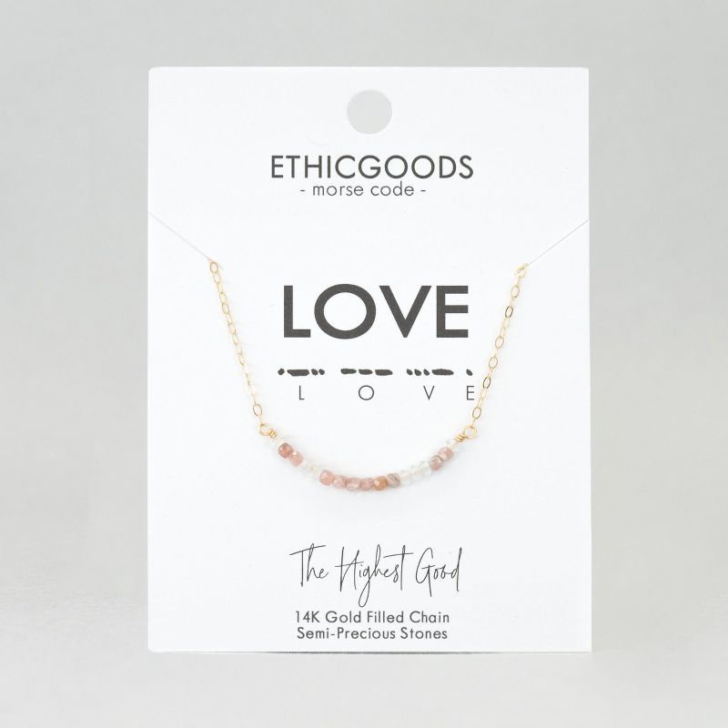 ETHIC GOODS Women's Dainty Stone Morse Code Necklace [LOVE], 3 of 7
