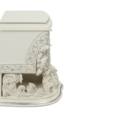 Adara Antique White 2-Drawer Rococo Nightstand