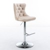 CAVINAS 24.8"-33"Chic Velvet Bar Stools Counter Height,Set of 2,360°Swivel Barstools with Adjustable Lifting,Back Tufted&Matte Silver Frame - 3 of 4
