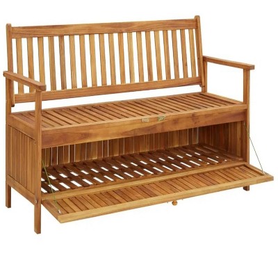 Patio Storage Bench 58.3" Solid Acacia Wood