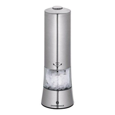 Zassenhaus "Gera" Electric Salt Mill, s/s, acrylic, 2.5" dia. x 7"
