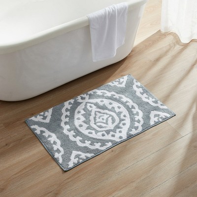 Kate Aurora 100% Premium Cotton Damask Designed Non Slip Bath Rug - 20 in. W x 32 in. L