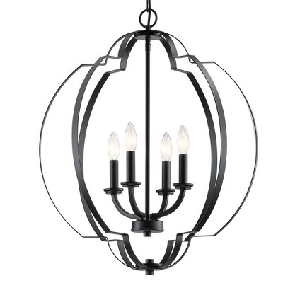 Voleta 26.25" Black Steel 4-Light Foyer Pendant