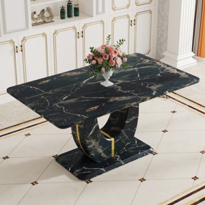 Coolbibila Modern Imitation Marble Grain MDF Kitchen Dining Table,Kitchen Dining Table With U-Shaped Leg And Anti-Slip Base Design - 1 of 4