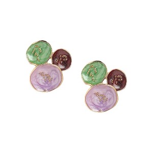 SOHI Women's Lavender:Olive Green The Medium Lilypad Stud Earrings - 1 of 4