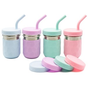 WeeSprout 2-in-1 Drinking Cups for Kids, Durable Stainless Steel Tumbler for Smoothies Kid Cups, Set of 4 - 1 of 4
