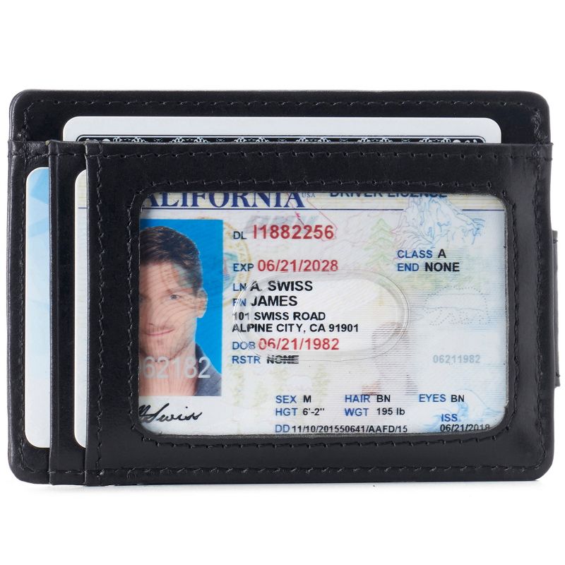 Alpine Swiss Harper Mens RFID Slim Money Clip Front Pocket Wallet Minimalist Leather ID Card Holder, 2 of 7