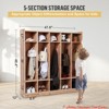 5-Section Classroom Coat Locker, Daycare Cubby w/ 2 Anti-tip Kits for Classrooms, 4 Casters, 5 Hooks and 2 Storage Boxes - 3 of 4