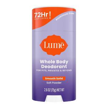 Lume Whole Body Women’s Deodorant - Smooth Solid Stick - Aluminum Free - Soft Powder Scent - 2.6oz