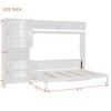 Queen Size Murphy Bed with Sofa, Wall Bed with Shelves, USB & Light, Space-Saving for Small Apartments, White/Gray - ModernLuxe - 4 of 4