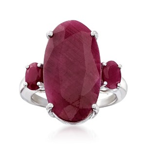 Ross-Simons 15.20 ct. t.w. 3-Stone Ruby Ring in Sterling Silver - 1 of 4