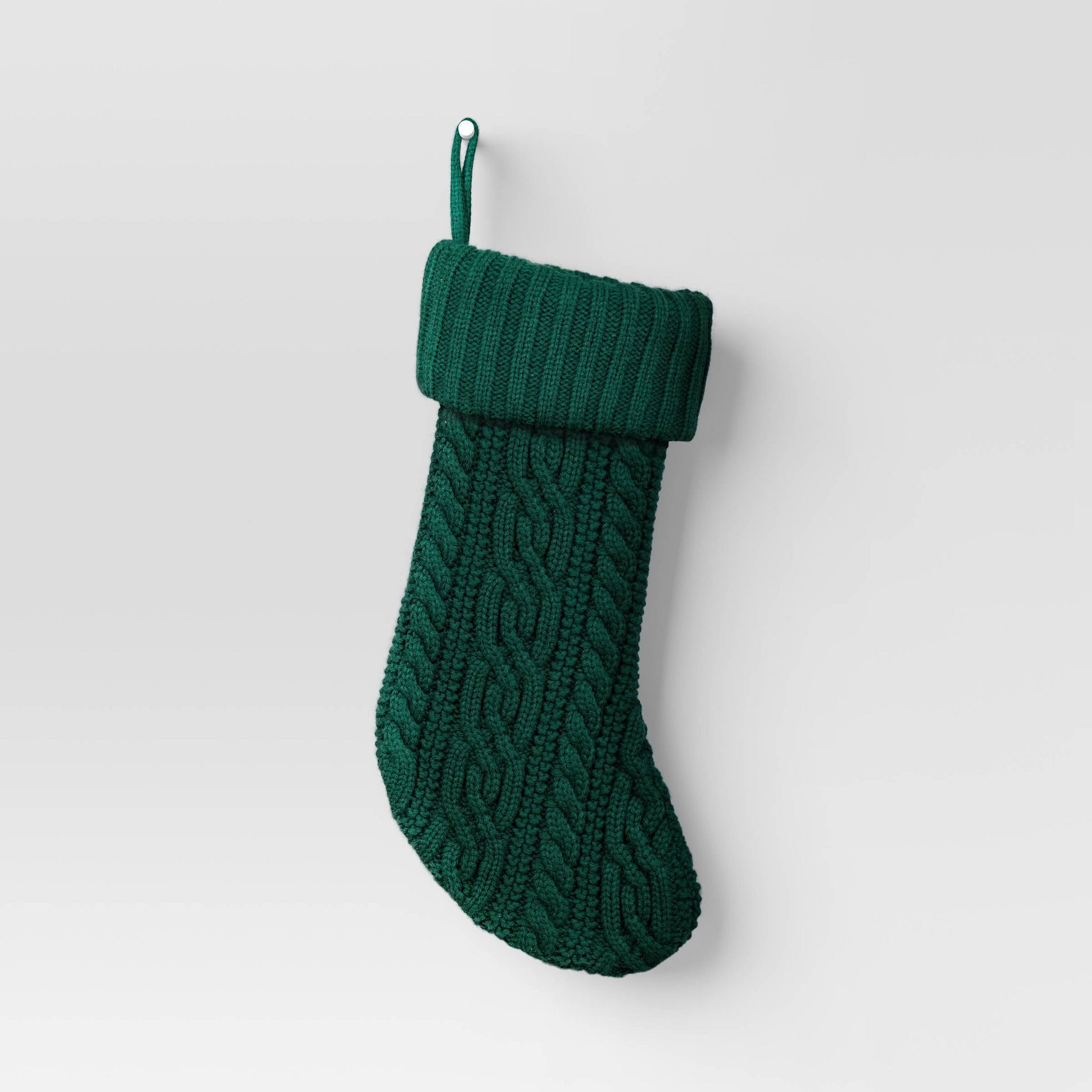 20" Cable Knit Christmas Stocking Emerald Green - Wondershop™