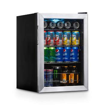 Newair 90 Can Freestanding Beverage Fridge in Stainless Steel, Adjustable Shelves, Compact Drinks Cooler, Bar Refrigerator