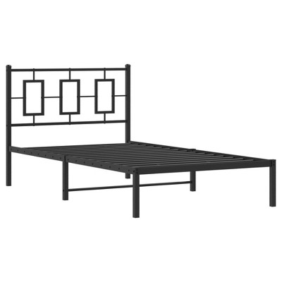 vidaXL Metal Single Bed Frame - Black Steel, Supportive Slats, Elevated Design for Storage