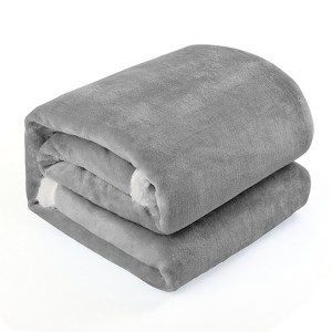 Oumilen Solid Print Flannel Luxury Lightweight Throws, 50" x 60", Gray - 1 of 1