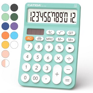 CATIGA 12-Digit Desktop Calculator, Large LCD, Big Buttons, Solar & Battery Dual Power, Standard Functions for Office, Home, School - SD-1292 - 1 of 4
