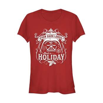 Juniors Womens Star Wars Christmas Dark Lord Holiday T-Shirt