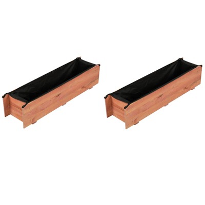 Costway 1/2 PCS Wooden Raised Garden Bed with Drainage Holes, Liner for Vegetable Flower Herb