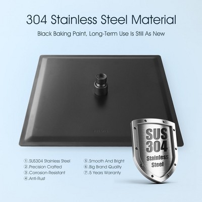 10 Inch Matte Black Stainless Steel Square Rain Shower Head