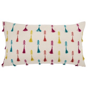 14"x26" Oversized Bright Arrows Lumbar Throw Pillow Cover - Rizzy Home: Embroidered, Machine Washable, Zipper Closure - 1 of 4