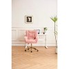 Velvet/Teddy Fabric 360 Swivel Home Office Chair With Gold Metal Base And Universal Wheels, Height-Adjustable Task Chair 4L - ModernLuxe - 2 of 4