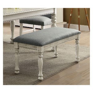 Natali Transitional Linen-Like Fabric Bench Antique White: Upholstered Seat, Wood Legs - HOMES: Inside + Out - 1 of 3