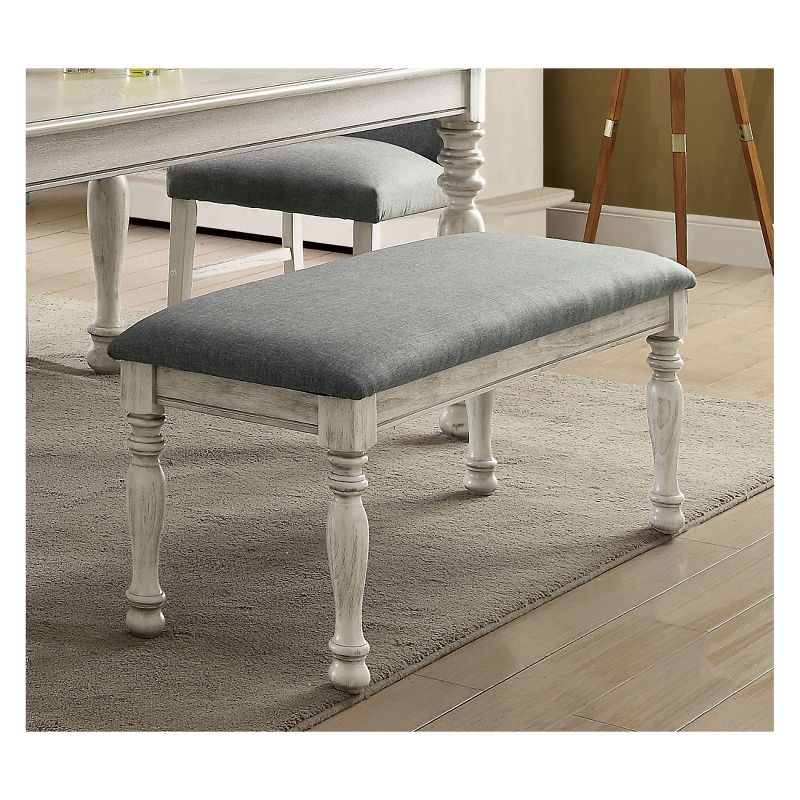 Natali Transitional Linen-Like Fabric Bench Antique White - HOMES: Inside + Out, 3 of 5