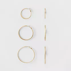 Mid Size Hoop Earring Set 3ct - A New Day™ Gold