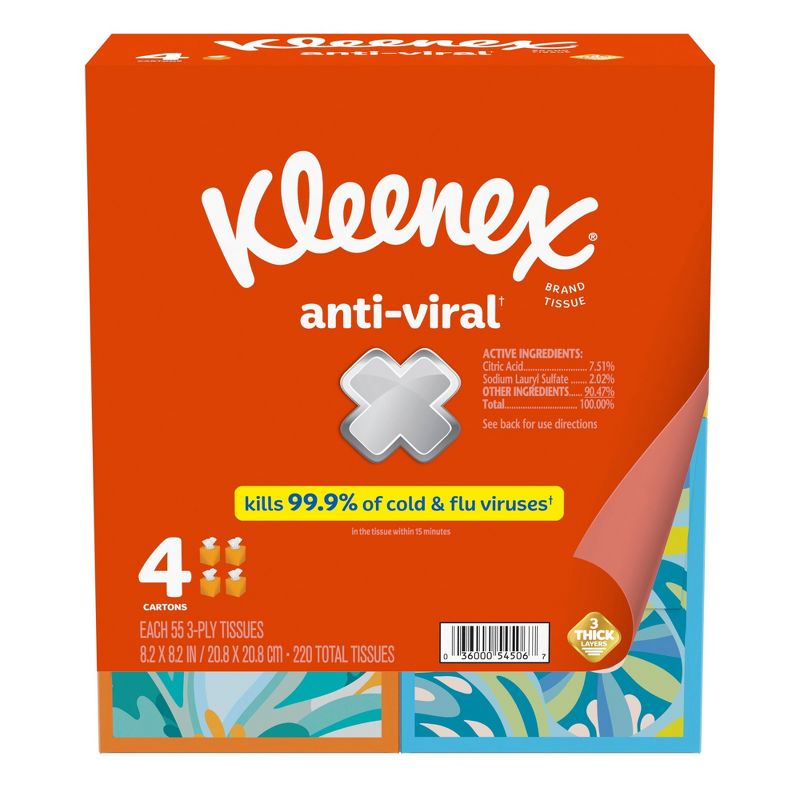 Kleenex Anti-Viral 3-Ply Facial Tissue - 55ct, 3 of 14