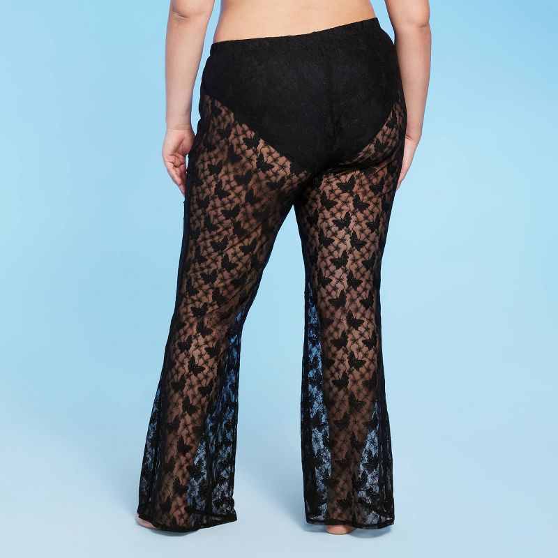 Women's Sheer Lace Flare Cover Up Pants - Wild Fable™ Black, 3 of 5