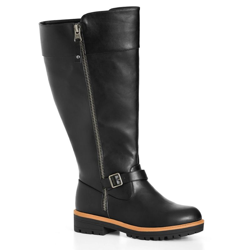 Women's WIDE FIT Myla Tall Boot - black | EVANS, 1 of 4